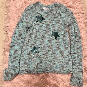 Justice Girls Marled Green Star Sweater size 10